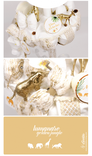 Lumanare de botez gold jungle si orhidee alba, 65x4 cm, Gold Jungle 2